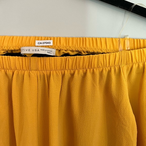 Yellow Off the Shoulder Blouse - Tie Up Front - Small - Picture 2 of 3